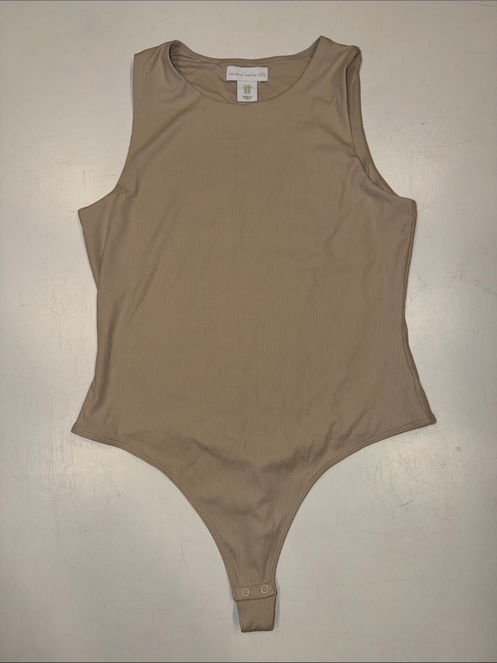 House of Harlow 1960 Ribbed Tank Bodysuit in Tan